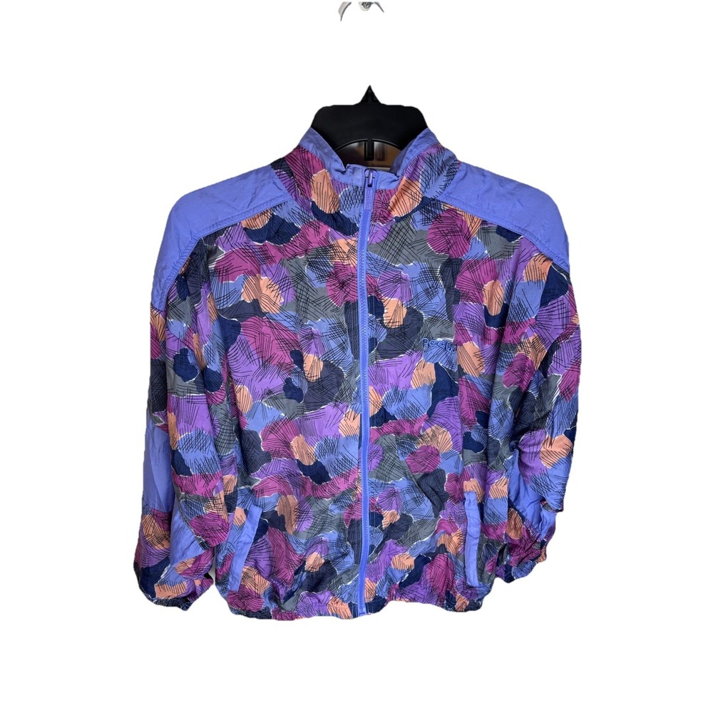 Reebok Women's Purple Geometric Print Full Zip Windbreaker Jacket Size Small